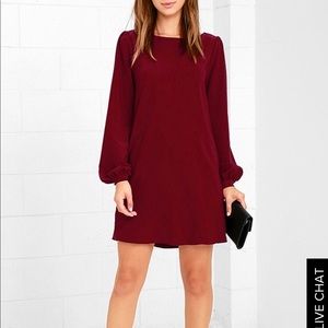 Lulus perfect situation burgundy long sleeve dress